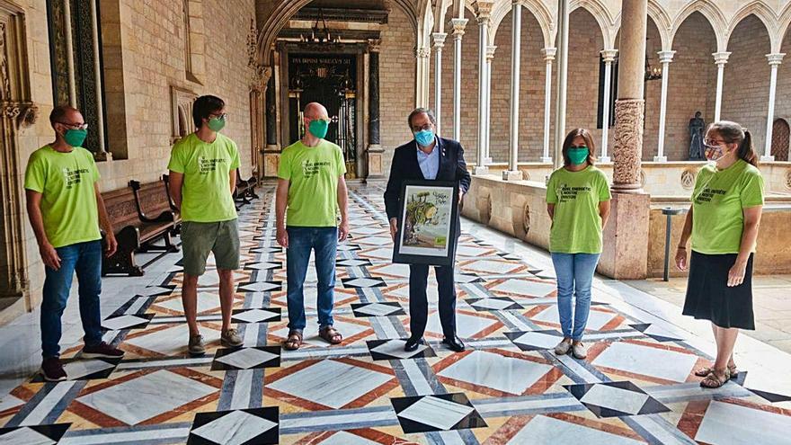 La reunió entre el president, Quim Torra, i No a la MAT Selva, ahir.