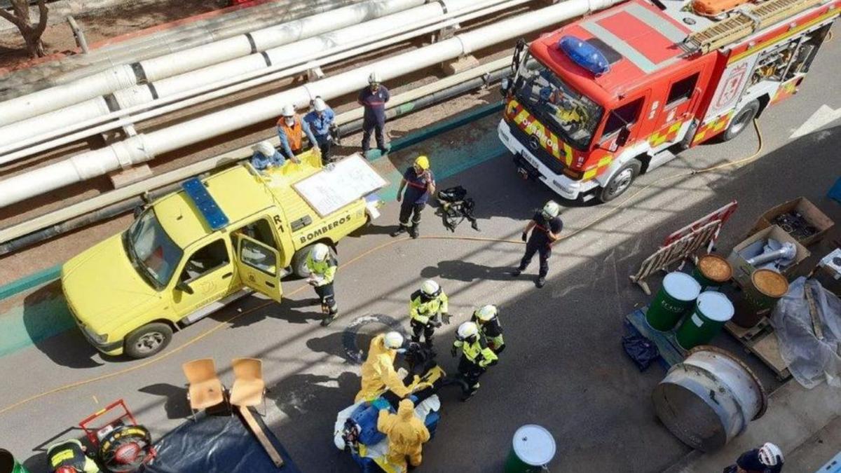 Imagen del simulacro en la central eléctrica Las Salinas, en la capital. | | LP/DLP