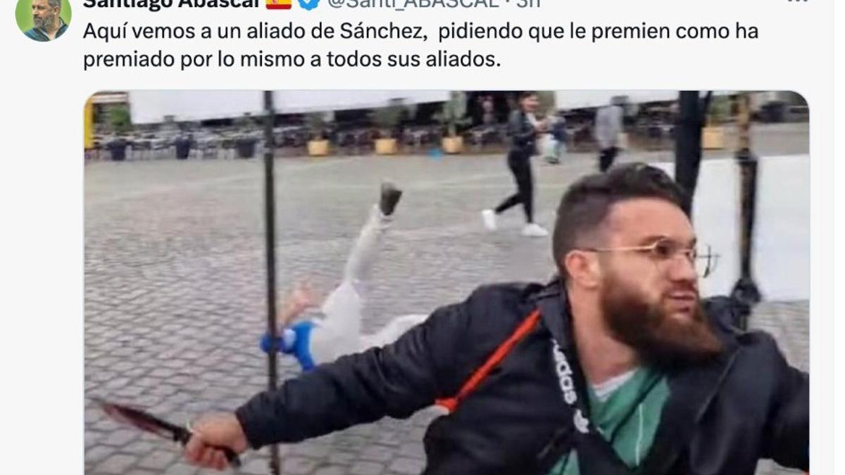 Tuit del líder de Vox, Santiago Abascal