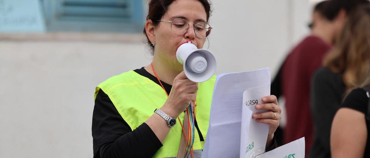 Claudia Sintes en una protesta de docentes en Ibiza