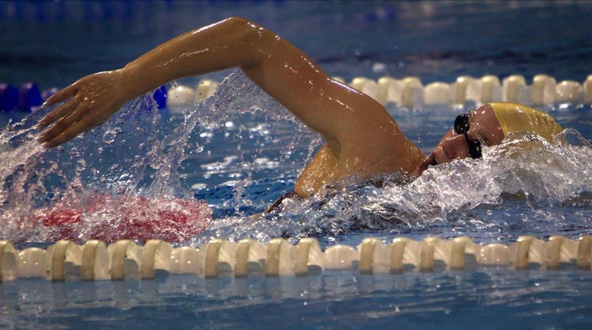 Nadadora en una competición. Nadadora en una competición.