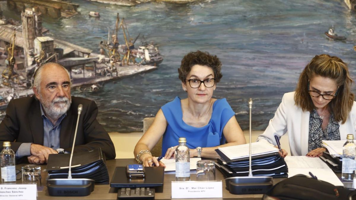 Mar Chao, en el centro, antes de empezar el consejo de administración de la APV.
