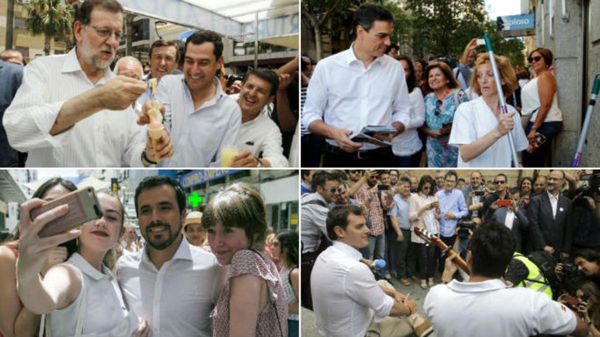 Rajoy, Sánchez, Garzón y Rivera durante la campaña electoral 26J
