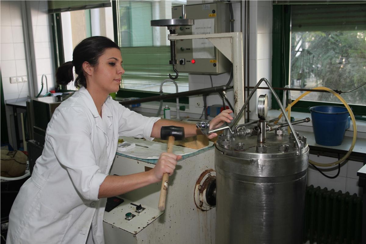 Una investigadora, trabajando en un laboratorio de la Facultad de Ciencias.