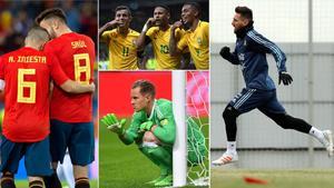 Iniesta, junto a Saúl; el tridente de Brasil (Coutinho, Neymar y Gabriel Jesús), Messi y Ter Stegen, algunos de los protagonistas del Mundial de Rusia que se inaugurará el 14 de junio en Moscú.