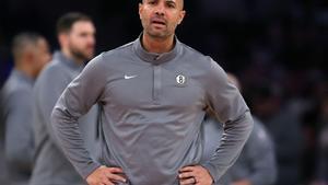 NEW YORK, NEW YORK - JANUARY 21: Head coach Jordi Fernandez of the Brooklyn Nets reacts during the first half against the New York Knicks at Madison Square Garden on January 21, 2026 in New York City. NOTE TO USER: User expressly acknowledges and agrees that, by downloading and or using this photograph, User is consenting to the terms and conditions of the Getty Images License Agreement. Sarah Stier/Getty Images/AFP (Photo by Sarah Stier / GETTY IMAGES NORTH AMERICA / Getty Images via AFP). NOTE TO USER: User expressly acknowledges and agrees that, by downloading and or using this photograph, User is consenting to the terms and conditions of the Getty Images License Agreement