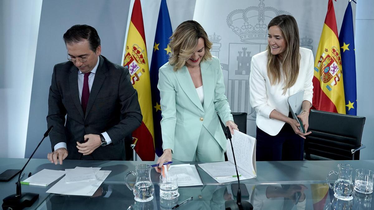 Pilar Alegría, Sara Aagesen, José Manuel Albares y Fernando Grande-Marlaska han participado en la rueda de prensa posterior al Consejo de Ministros.
