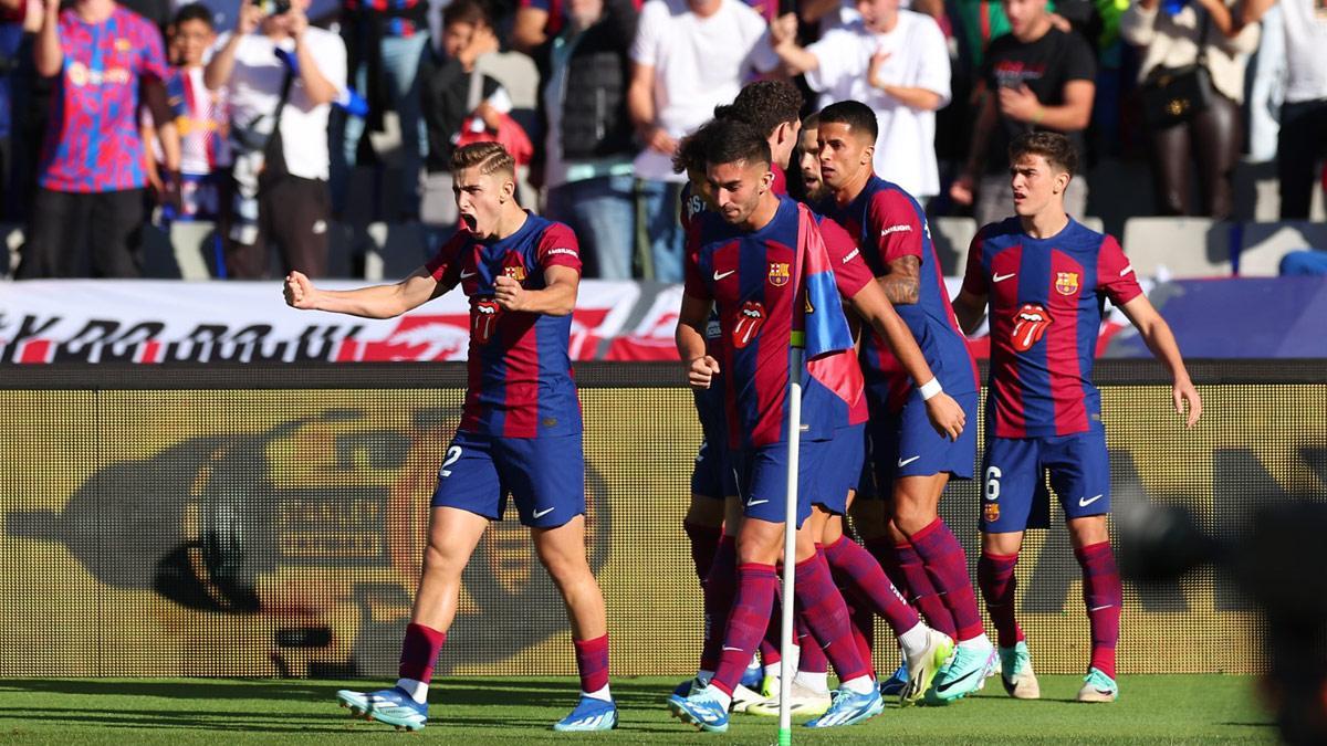 Los jugadores del Barça celebrando el gol de Gündogan en el clásico