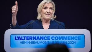 Marine Le Pen celebra su victoria electoral.