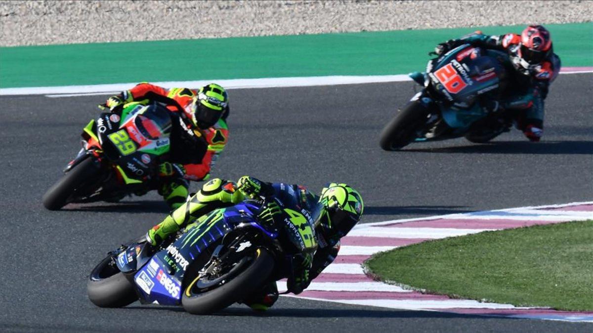 Rossi, Iannone y Quartararo en una imagen de archivo