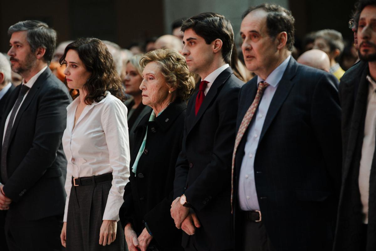 La presidenta de la Comunidad de Madrid, Isabel Díaz Ayuso, en el homenaje a Fernando Múgica.