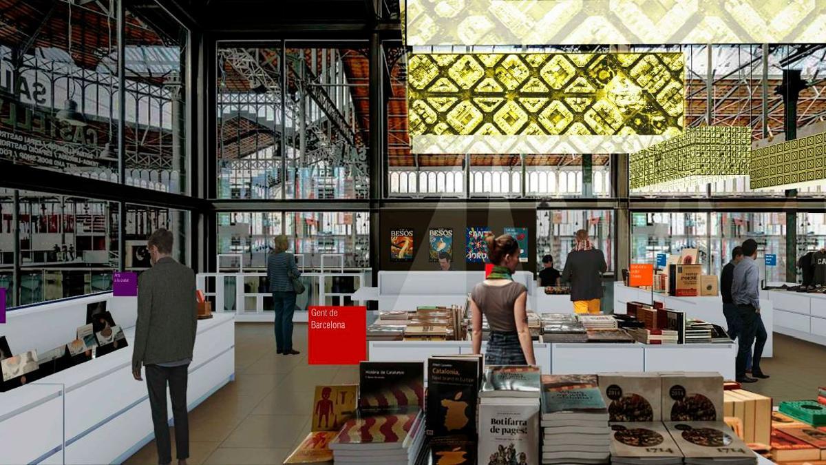 Render del interior de la tienda-librería municipal que abrirá en El Born este diciembre