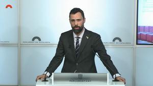 Roger Torrent durante su comparecencia esta tarde.