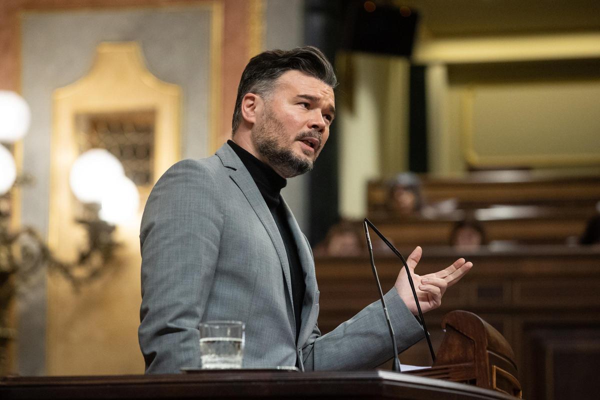 El portavoz de ERC en el Congreso, Gabriel Rufián, en una sesión plenaria