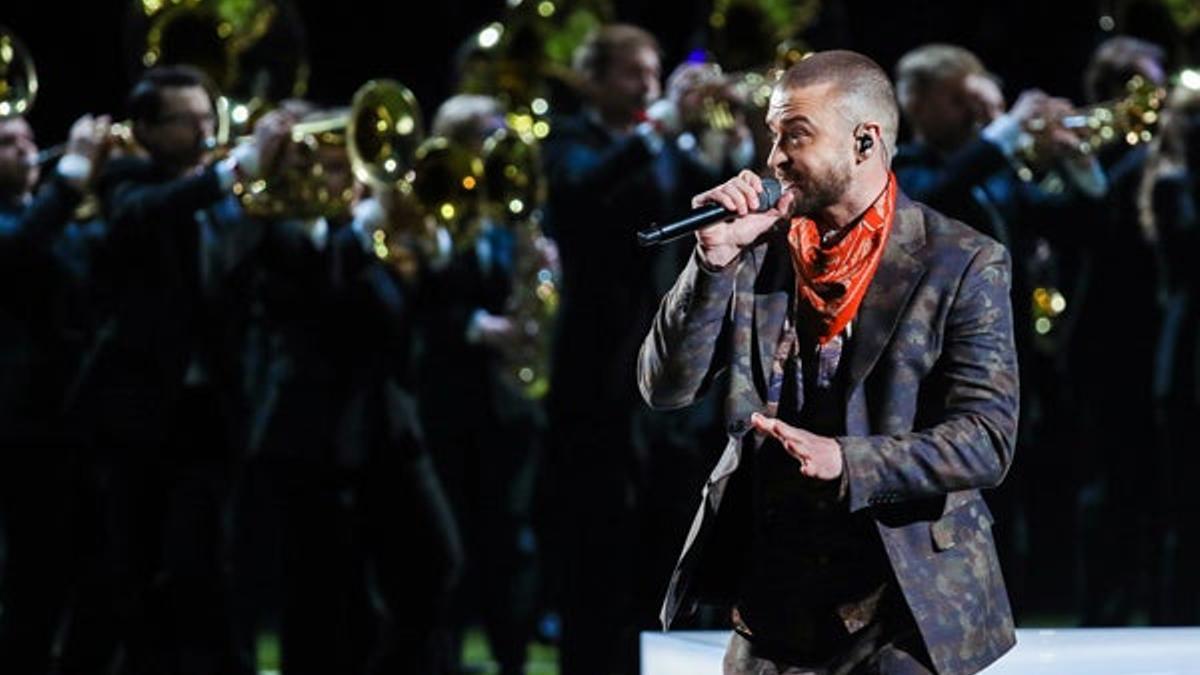Justin Timberlake durante su actuación en la Super Bowl el pasado 4 de febrero