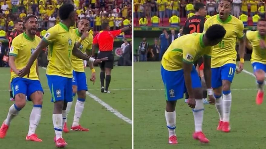 La bronca del 'capitán' Raphinha a Vinicius evitó que fuera sancionado ante Argentina