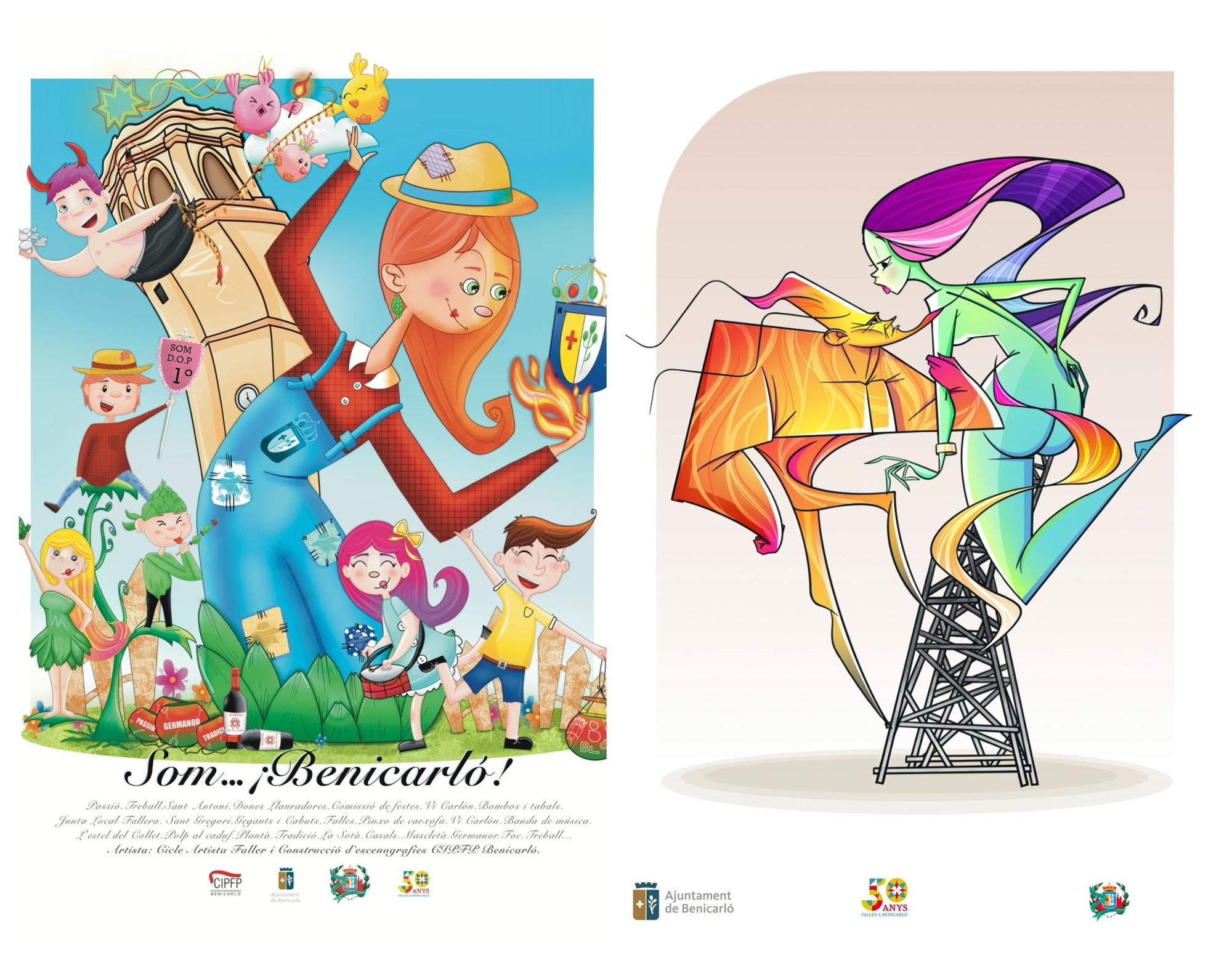 Diseño de la falla municipal infantil (i) y la grande (d).