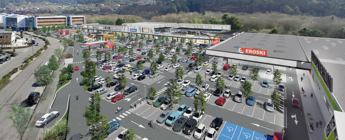 Recreación del aparcamiento del futuro centro comercial, que sumará 1.000 plazas.// López Real 21