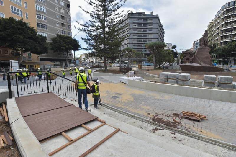 Obras de la peatonalización de la Plaza de España