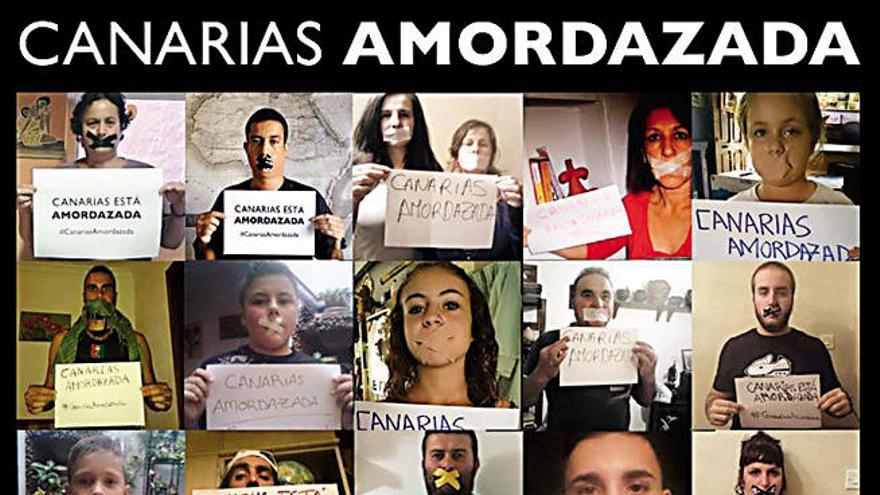 Bocas selladas. Las plataformas contra los sondeos han iniciado una campaña viral en las redes sociales con el hashtag #CanariasAmordazada, que consiste en sacarse fotos con la boca tapada para denunciar que se intenta acallar la voz de la población al impedir una consulta. Personajes como Pablo Echenique de Podemos y el eurodiputado de Equo Florent Marcellesi se han sumado a la campaña en Internet.