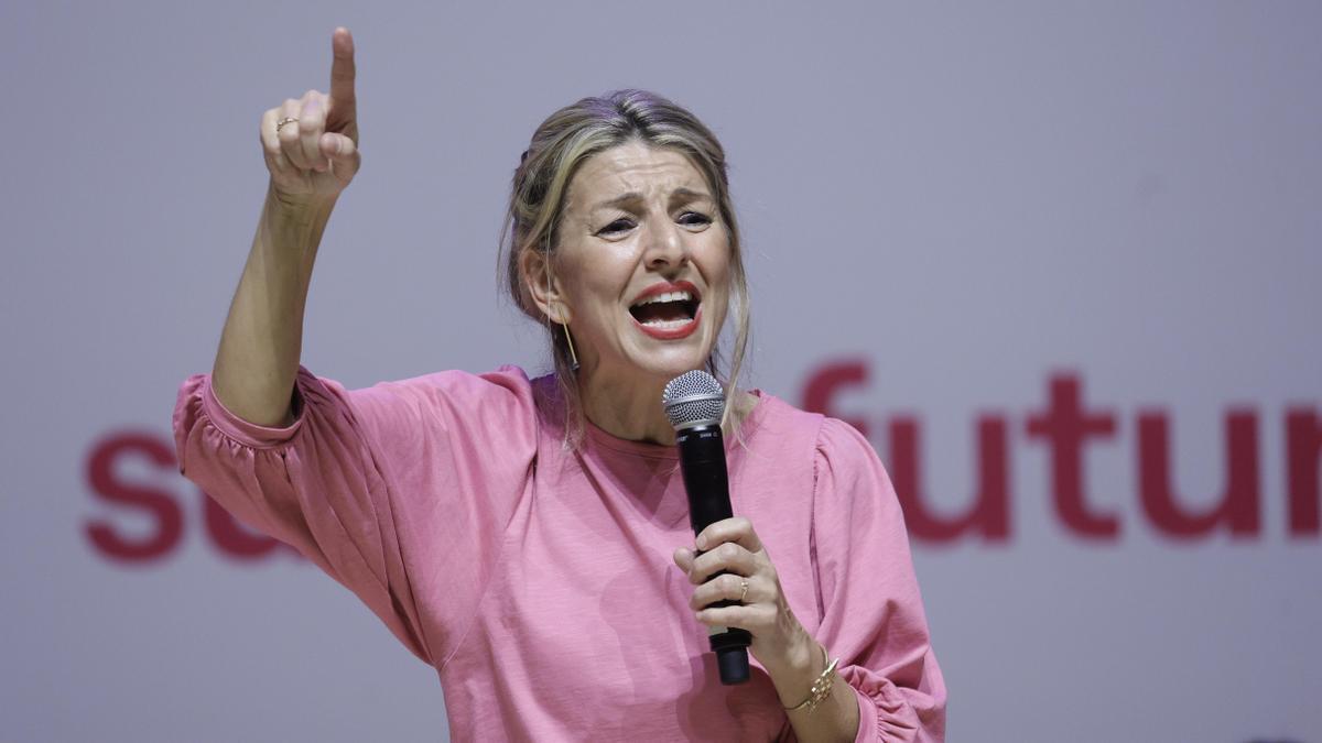 La vicepresidenta segunda del Gobierno, Yolanda Díaz, protagoniza un acto de Sumar en Barcelona