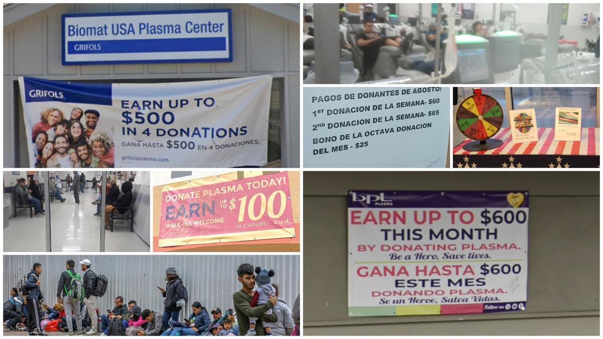 Collage de anuncios del centro de plasma.