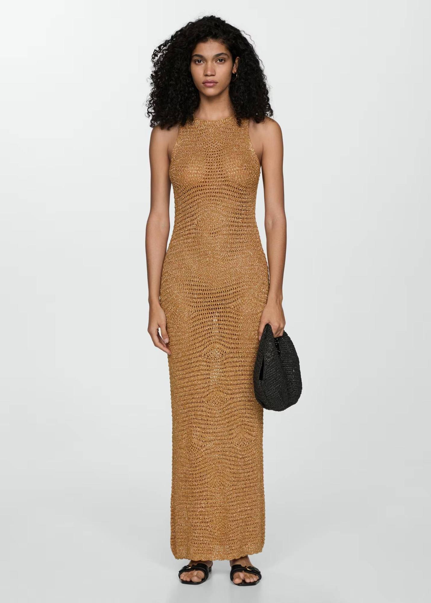 Vestido de lúrex calado