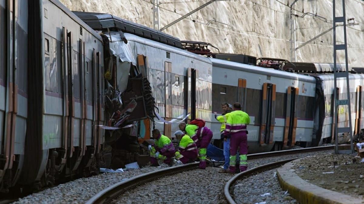 SANT VICENC DE CASTELLET  Accidente tren choque entre dos trenes en Castellgali