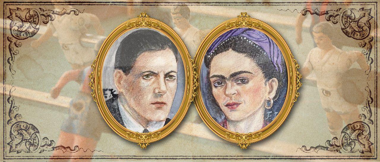 Montaje con los retratos de Alexandre Finisterre y Frida Kahlo pintados por la propia artista mexicana. FDV