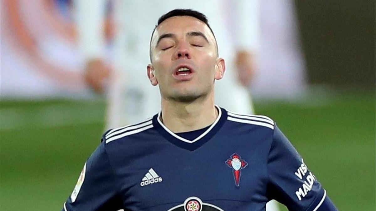 Aspas durante el partido contra el Real Madrid