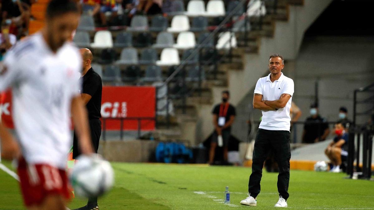 Luis Enrique, durante el partido en el Nuevo Vivero