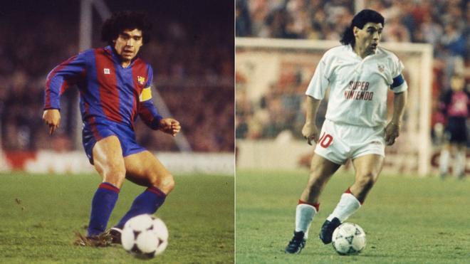 Maradona estuvo dos temporadas en el Barça y, tras dejar el Nápoles, una en el Sevilla