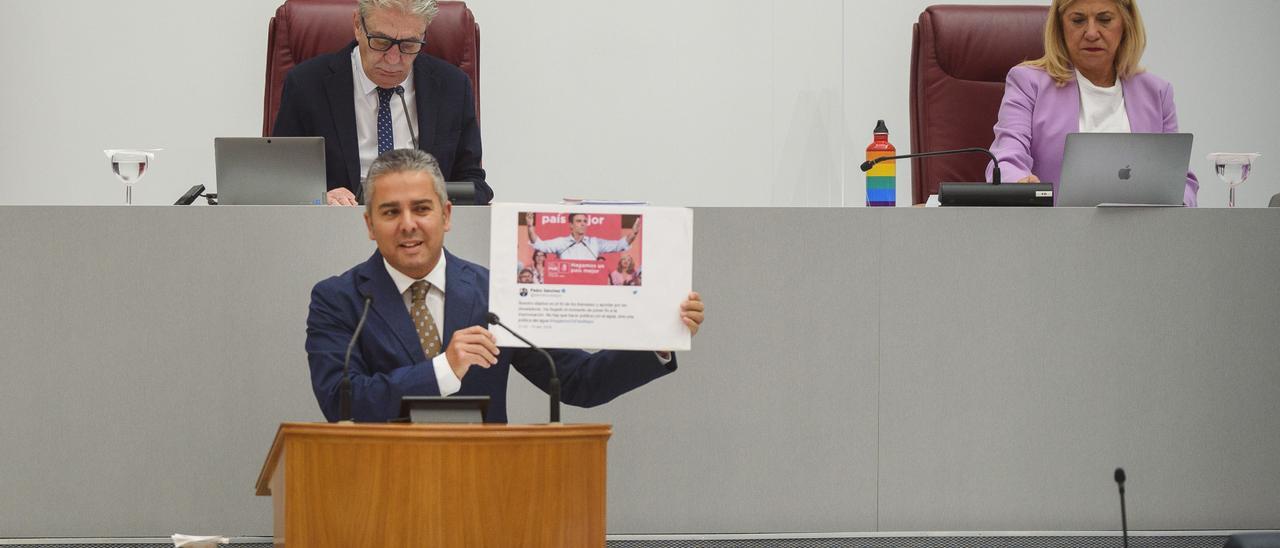 Jesús Cano, este miércoles, en la Asamblea Regional