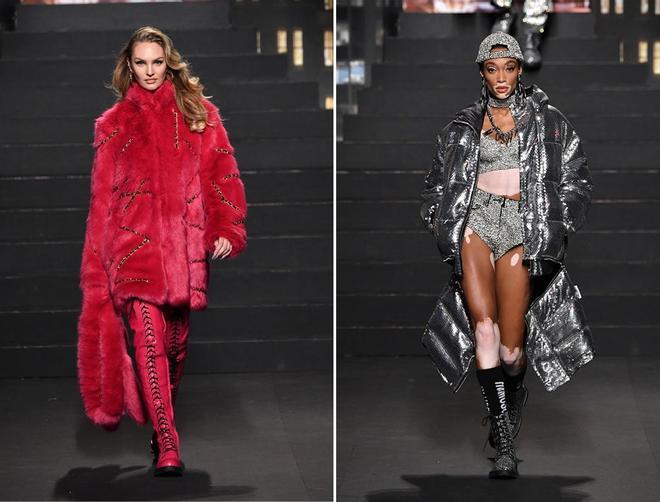 Candice Swanepoel y Winnie Harlow en el desfile de Moschino