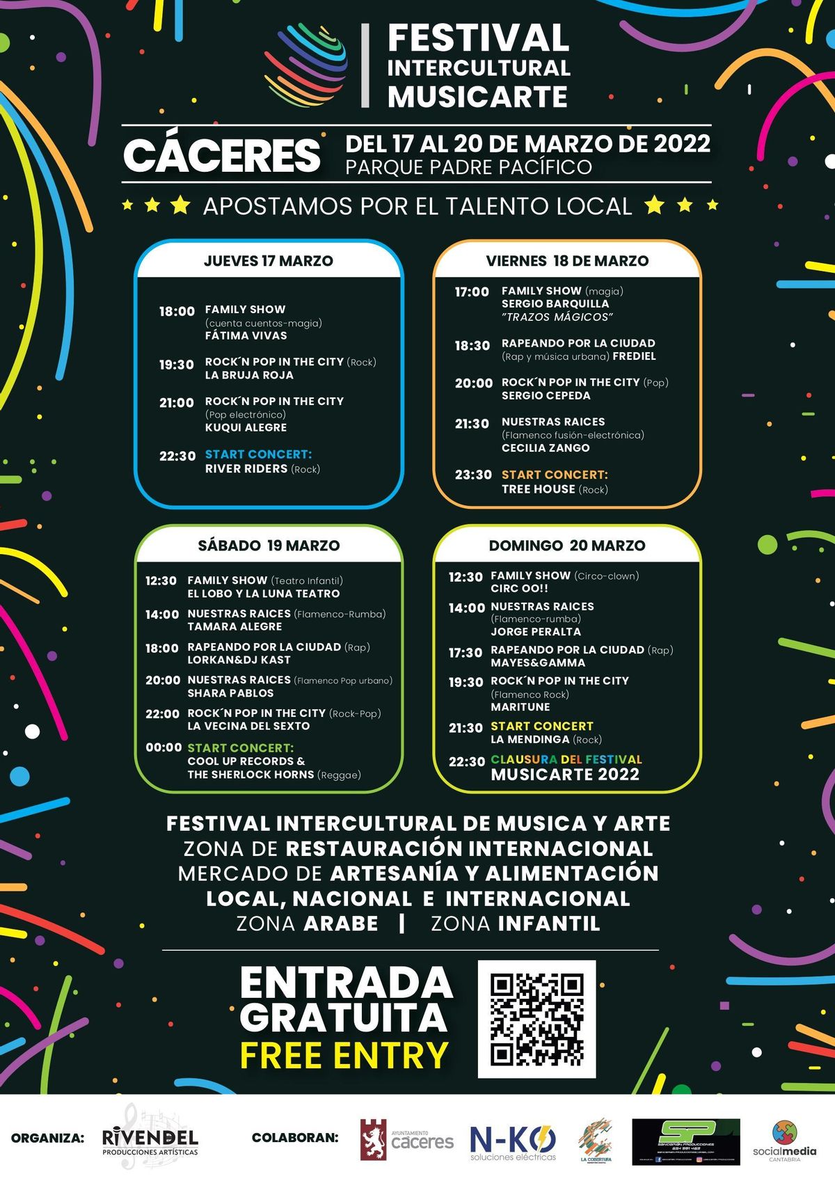 Cartel del Festival Intercultural Musicarte en Cáceres.