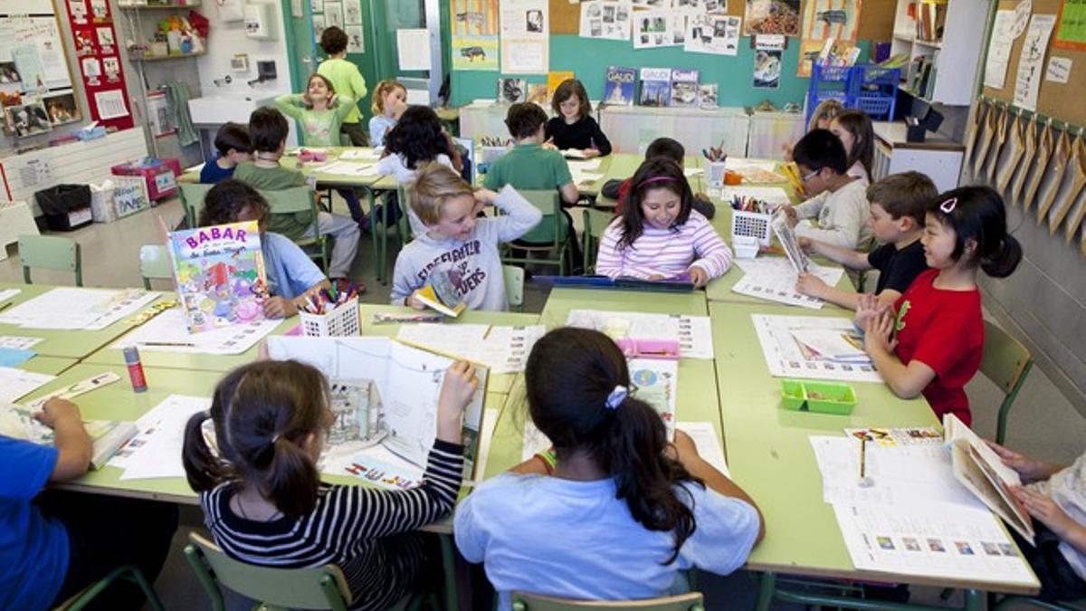 Alumnos de primaria del CEIP Pompeu Fabra de Barcelona.