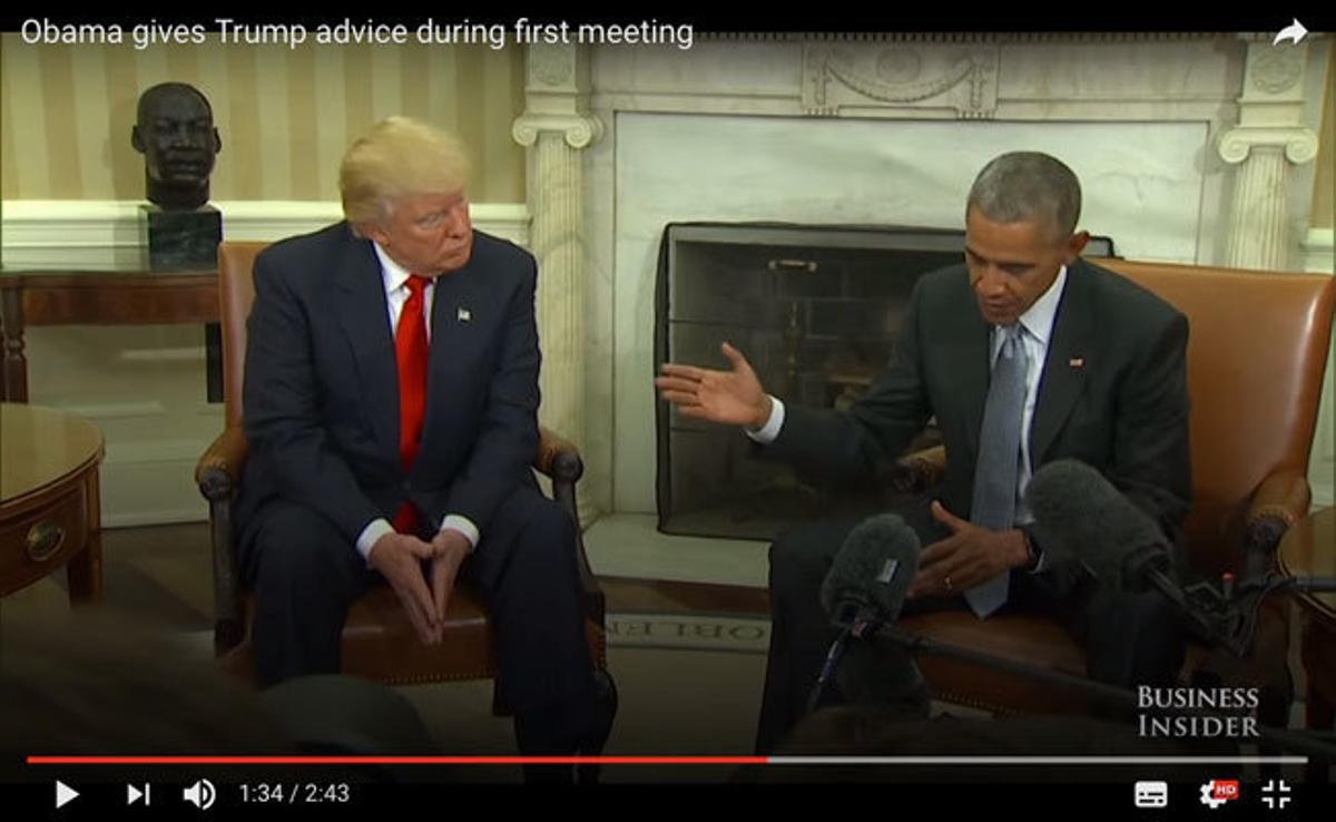 Trump deja su prepotencia a un lado en su visita a Obama