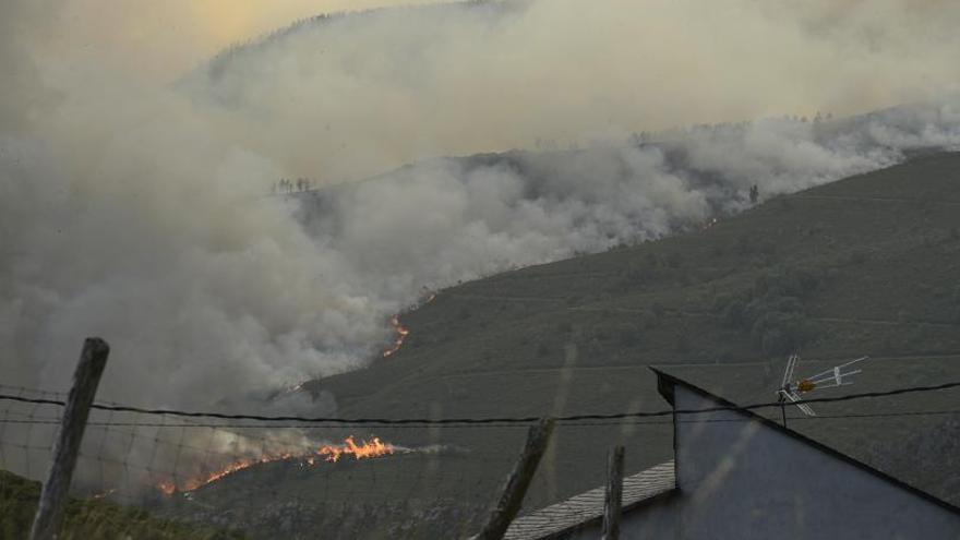 Frente de las llamas en Laza, en Ourense.