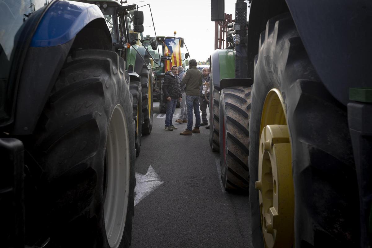 Manifestación de agricultores en Mercabarna