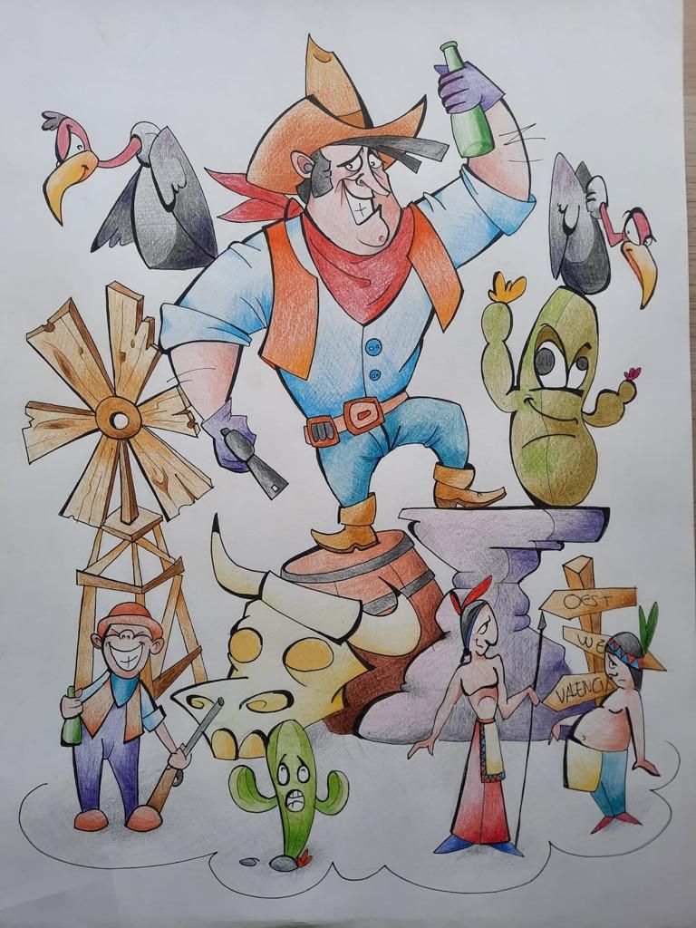 Boceto de la falla principal de Chella, a la que le faltan varias piezas.