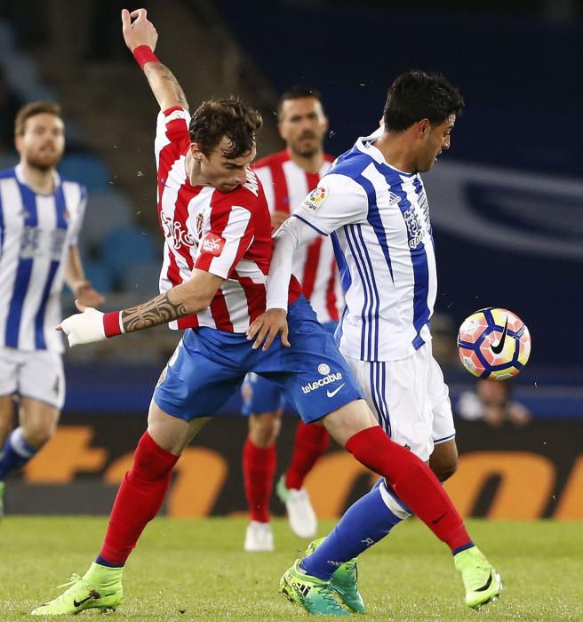 El partido entre la Real Sociedad y el Sporting, en imágenes