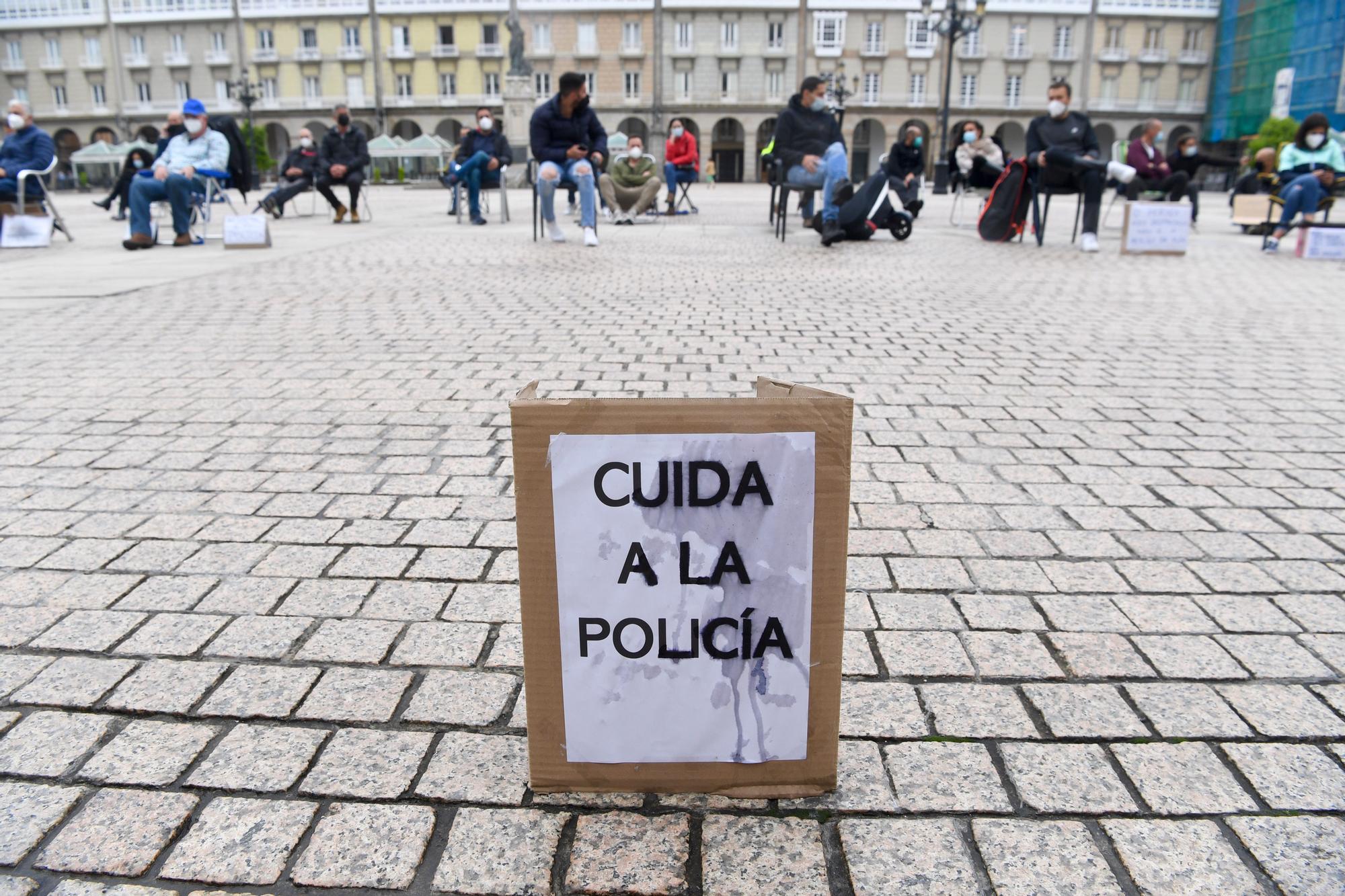 Sentada de la Policía Local en María Pita