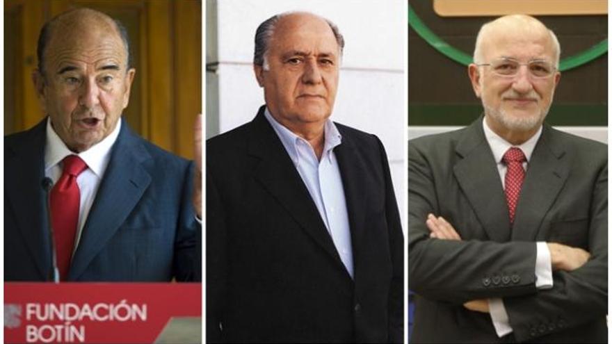 Emilio Botín, Amancio Ortega y Juan Roig.