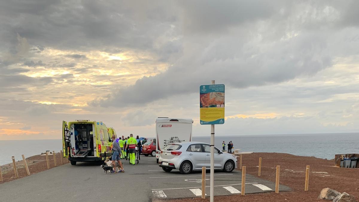 Operativo desplegado en las inmediaciones del faro de Sardina, en Gáldar.