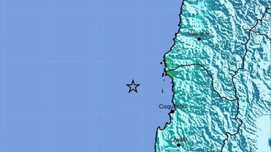 Ubicación de un terremoto de magnitud 6.9, cerca de Coquimbo (Chile).