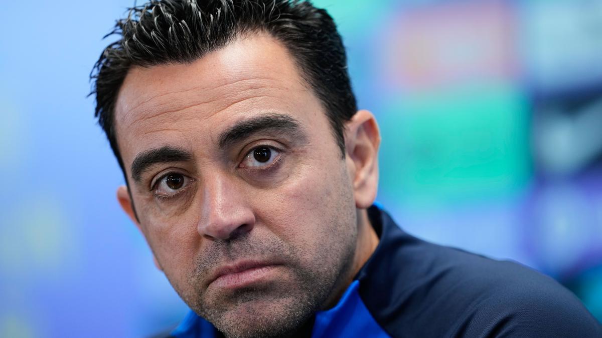 Xavi, una imagen de la rueda de prensa