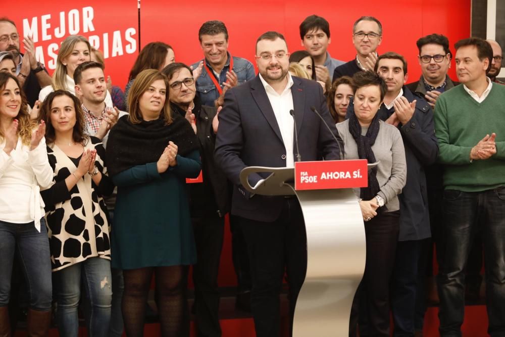 Celebración de la victoria electoral de los socialistas asturianos.