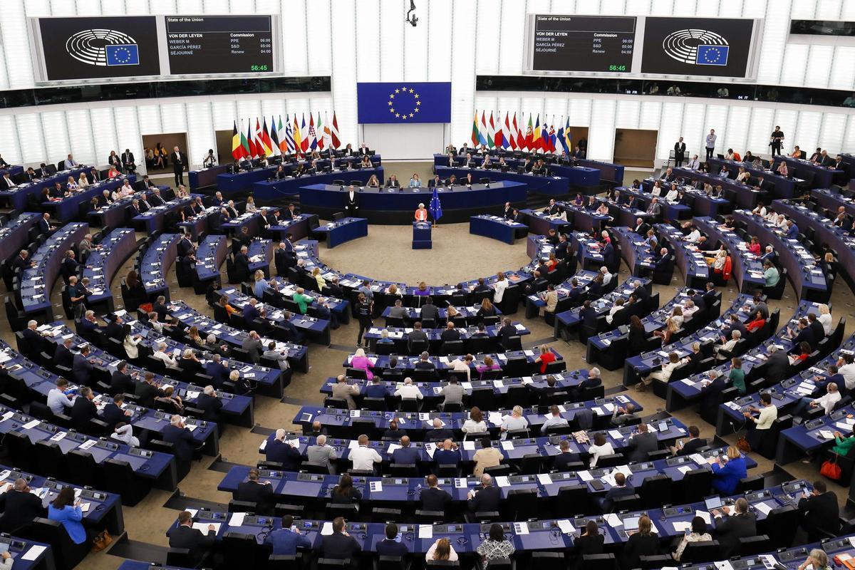 La presidenta de la Comisión Europea, Ursula von der Leyen, durante el debate del estado de la Unión en el Parlamento de Estrasburgo, este miércoles.