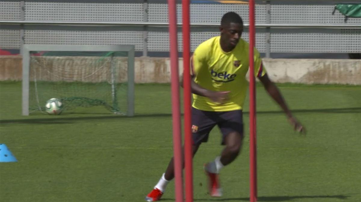 Dembélé acelera en su recuperación en la Ciutat Esportiva