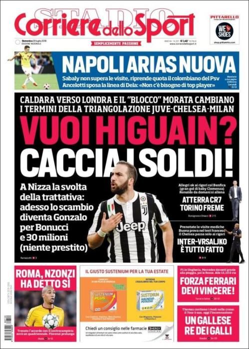 Portada CORRIERE DELLO SPORT domingo 29 de julio